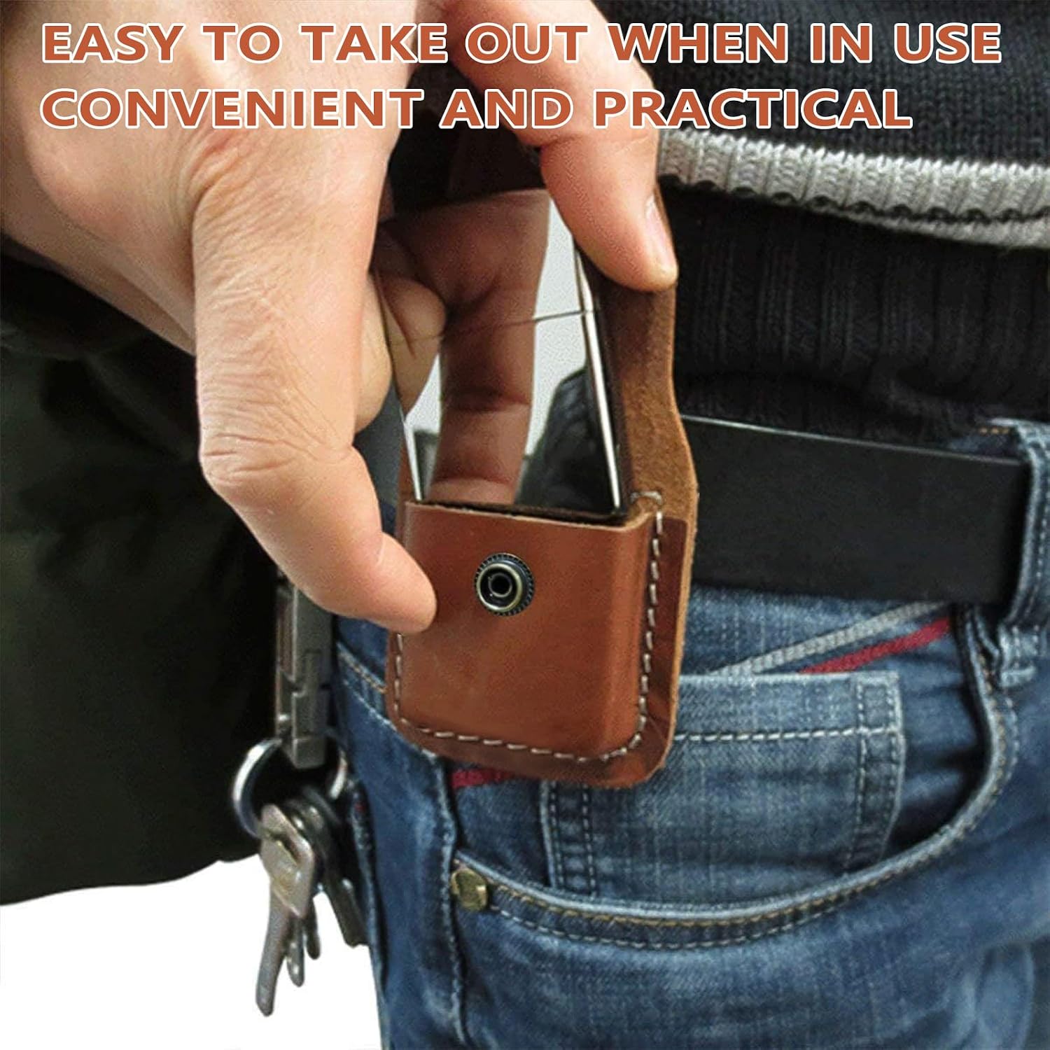 Leather Lighter Case, Flip top Leather Lighter Pouch, Holder Case with Pocket Belt Loop,Handmade