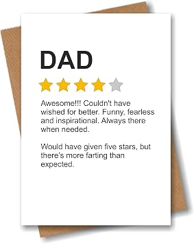 Funny Card for Dad - Star Rating Review Joke