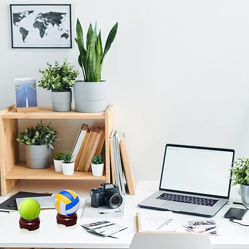 Miniatura 6 de Taiyin 15 soportes esféricos para exhibición de cristal, soporte de bola de huevo de madera, exhibición de piedra para decoración del hogar, piedras