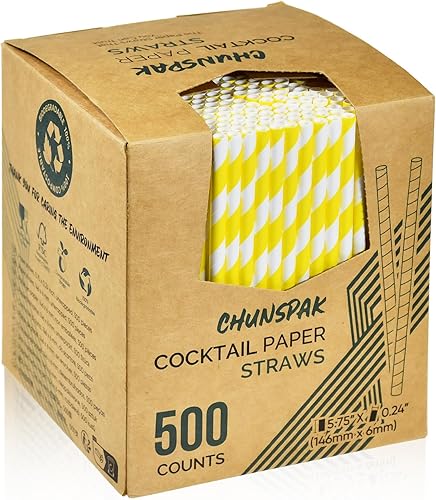 Vista 91 de Pajitas de papel corto desechables de papel kraft marrón de 5.75 pulgadas y pajitas para agitar, para el hogar, bares y restaurantes Marrón Kraft