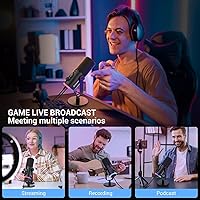 Vista 6 de FDUCE USB/XLR Gaming Microphone kit, Dynamic PC Mic for Podcasting Streaming, Computer RGB Mic Kit with Desktop Stand, Mute Button and Headphone