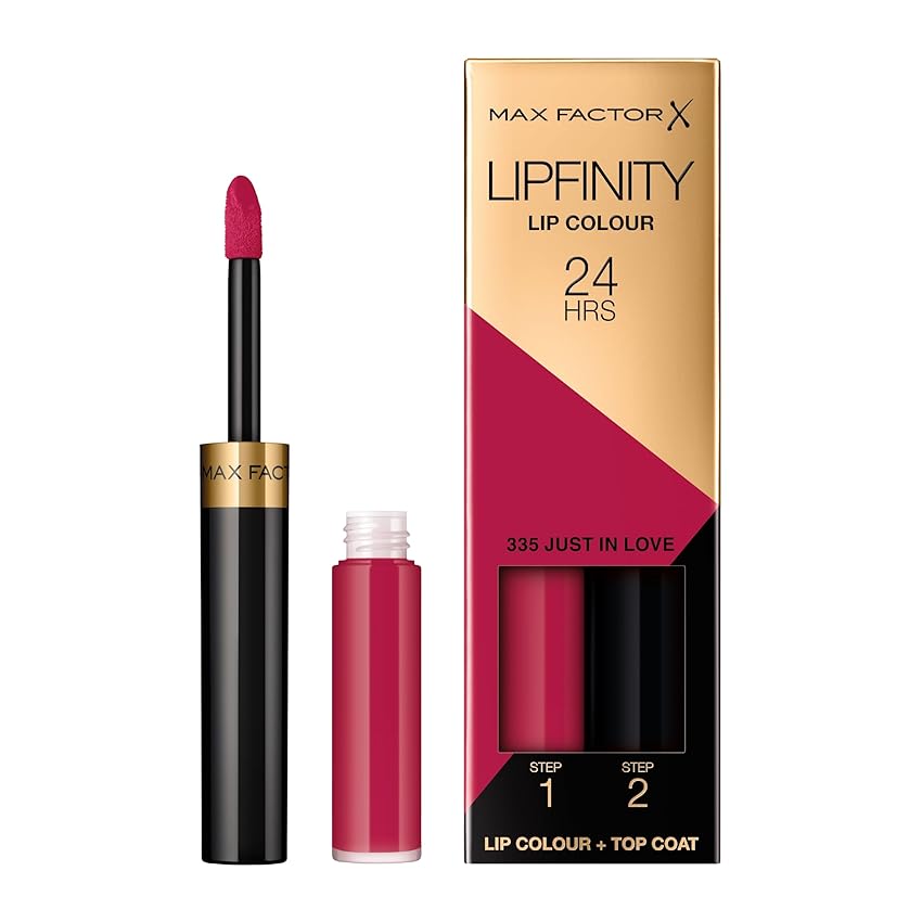 Max Factor, Lipfinity Lip Colour, Rossetto Lunga Durata E Gloss Idratante Con Applicazione Bifase, Nuance 335 Just In Love, 2.3 Ml E 1.9 G