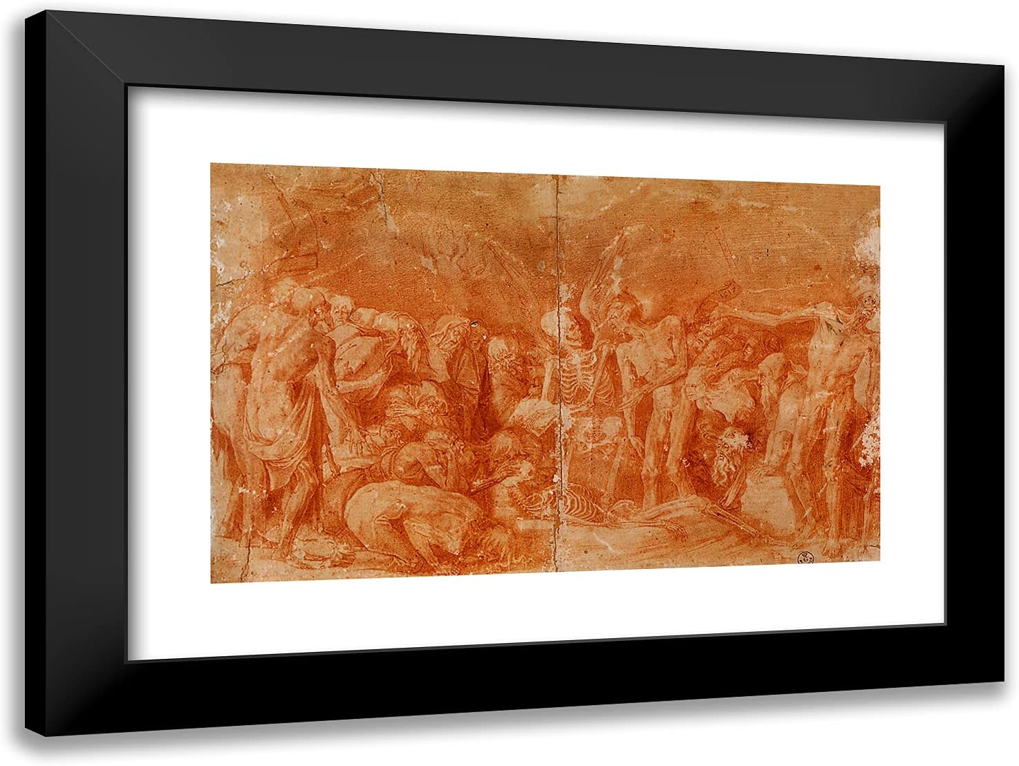 ArtDirect Fiorentino Rosso 24x18 Black Ornate Framed Art Print with Double Matting Titled: Allegoria Macabra