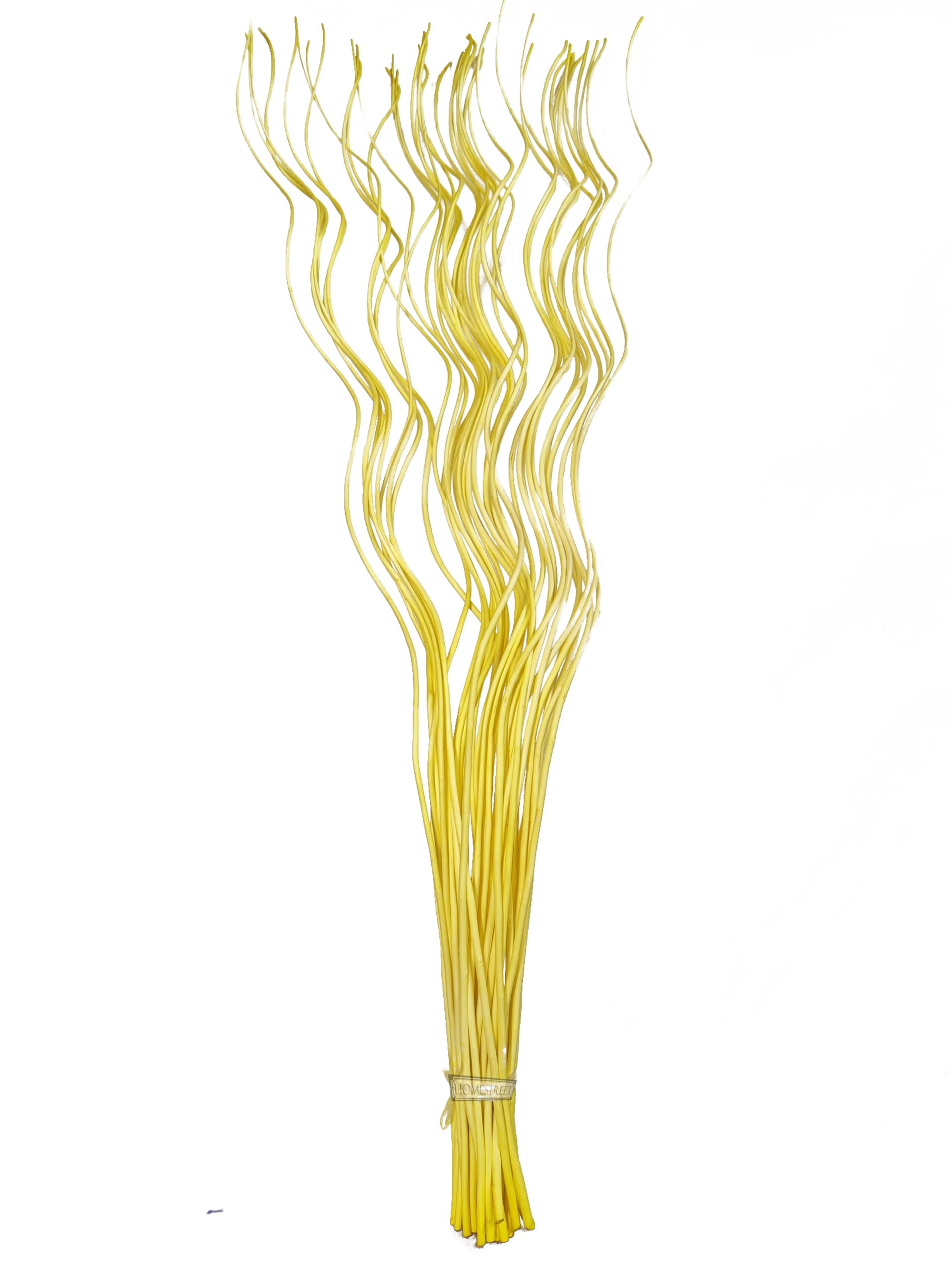 Homestreet Tall Spiral Curly Willow Twigs, Colourful Metallic Natural Dried Dyed Exotic, Ting Home Decor Floral Arrangement Display, 40 Piece Bunch, 120cm Long for Floor Vase (Yellow)