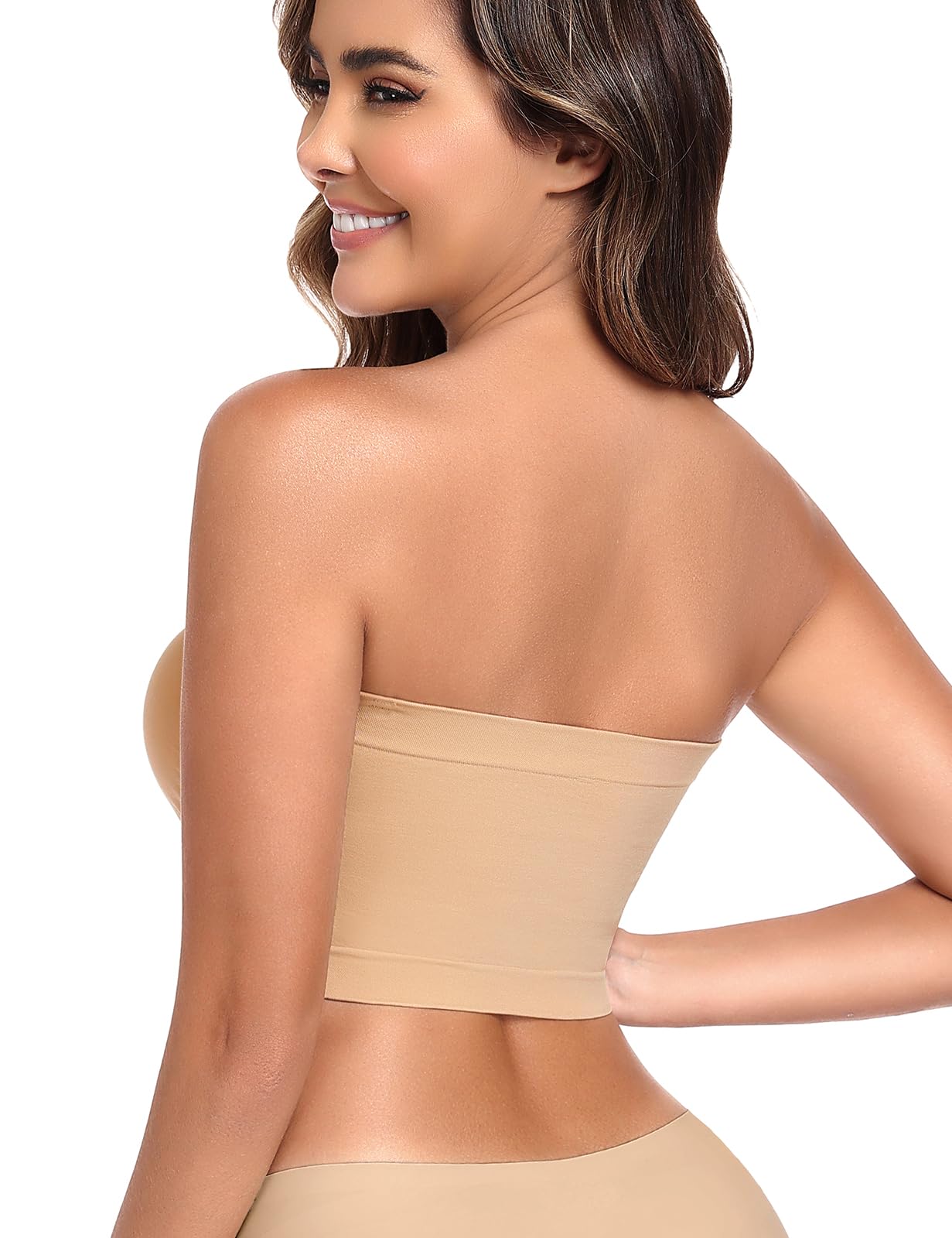 UMIPUBO Soutien Gorge sans Bretelles Bandeau Femme sans Armature Soutien-Gorge Poitrine Amovible Strapless Bra Brassiere Brassière Soutif Transparentes Rembourrage Comfit Élastique Tube Top