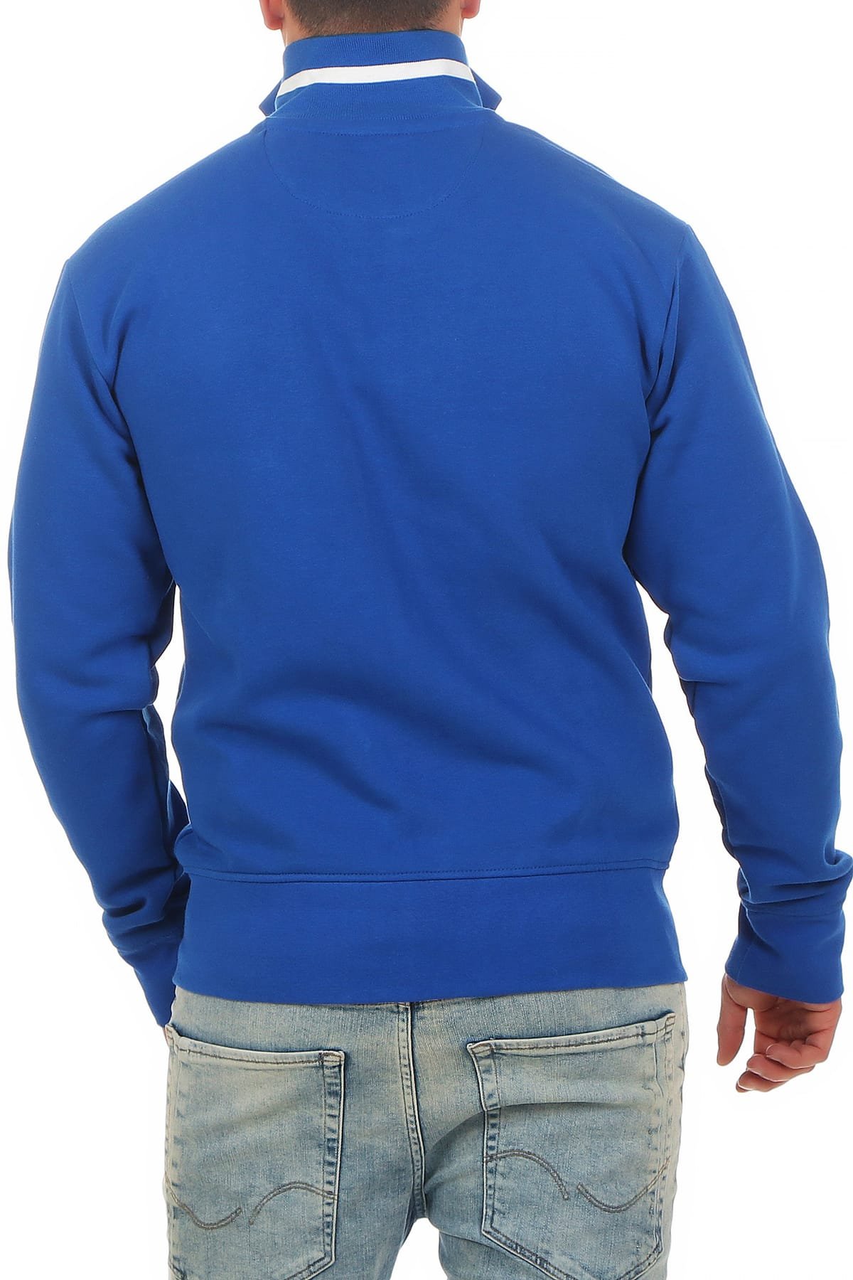Happy Clothing Herren Sweatjacke ohne Kapuze - sportliche Trainingsjacke, Regular Fit, Fleece Innenfutter, gestreifte Freizeitjacke für Arbeit und Übergangszeit - weich bequem pflegeleicht langlebig