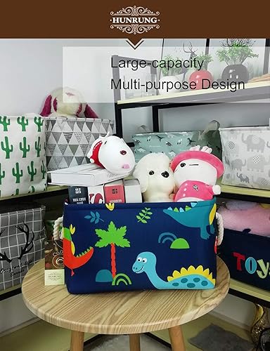 Miniatura 7 de HUNRUNG - Cesta de almacenamiento rectangular, lindo organizador de tela para juguetes de mascotasniños, libros o ropa. Perfecta para habitaciones
