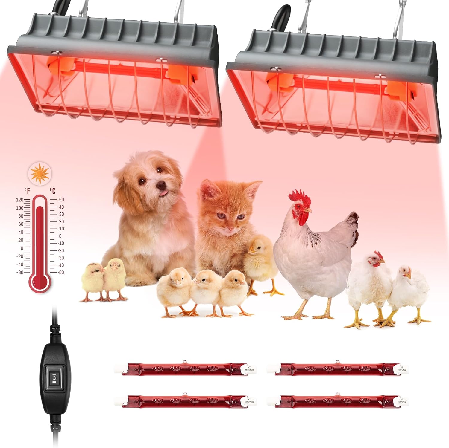 Chicken Coop Heat Lamp for Dog Kennel, Cat Bed, Reptiles