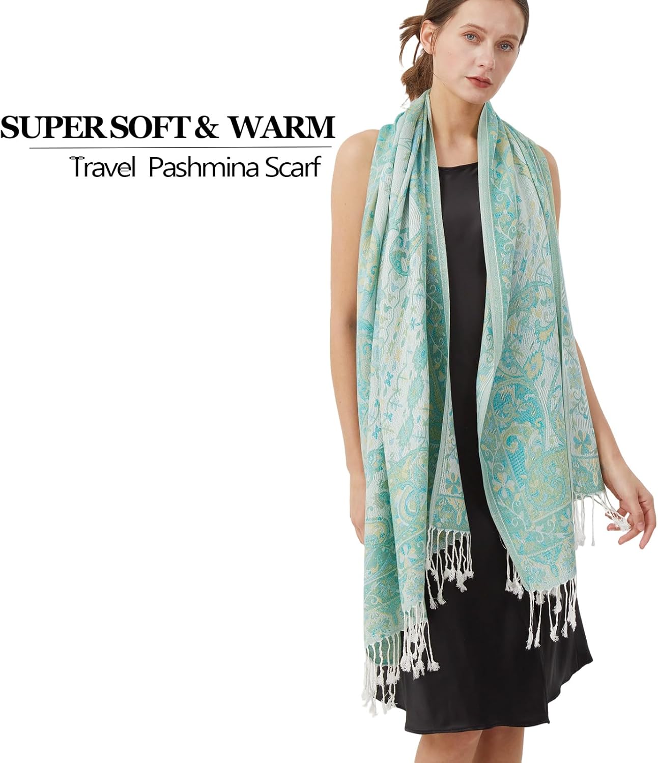Paisley Pashmina Rave Shawl Scarf-Women's Reversible Ethnic Jacquard Pashmina Wraps for Travel - Image 5