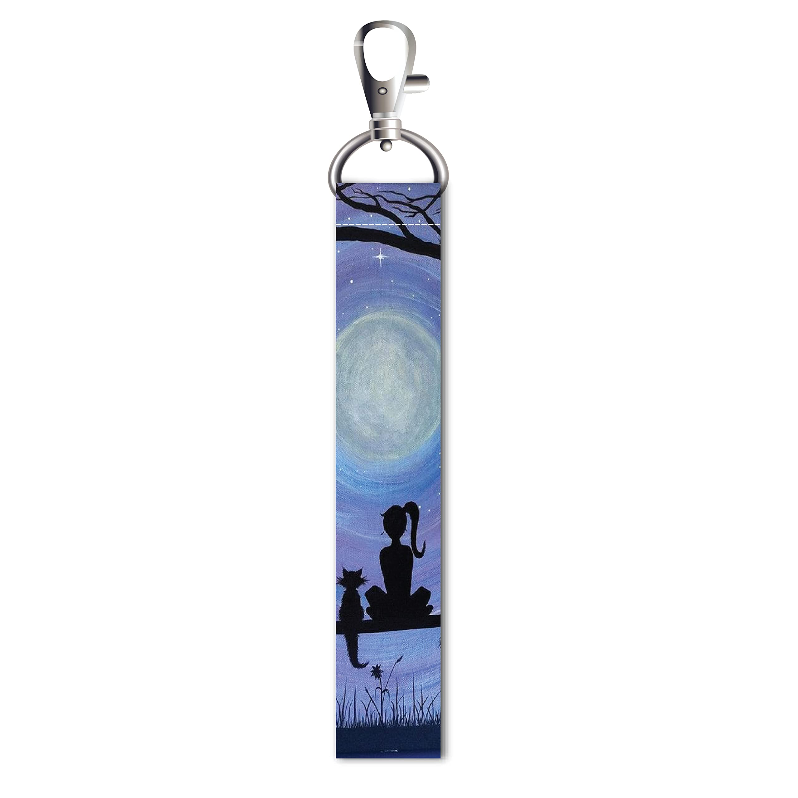 isee 360 Girl and Cat Abstract Lanyard Bag Tag with Swivel Lobster for Gift Luggage Bags Backpack Laptop Bags Students Travelers L X H 5 X 0.8 INCH-picture-16