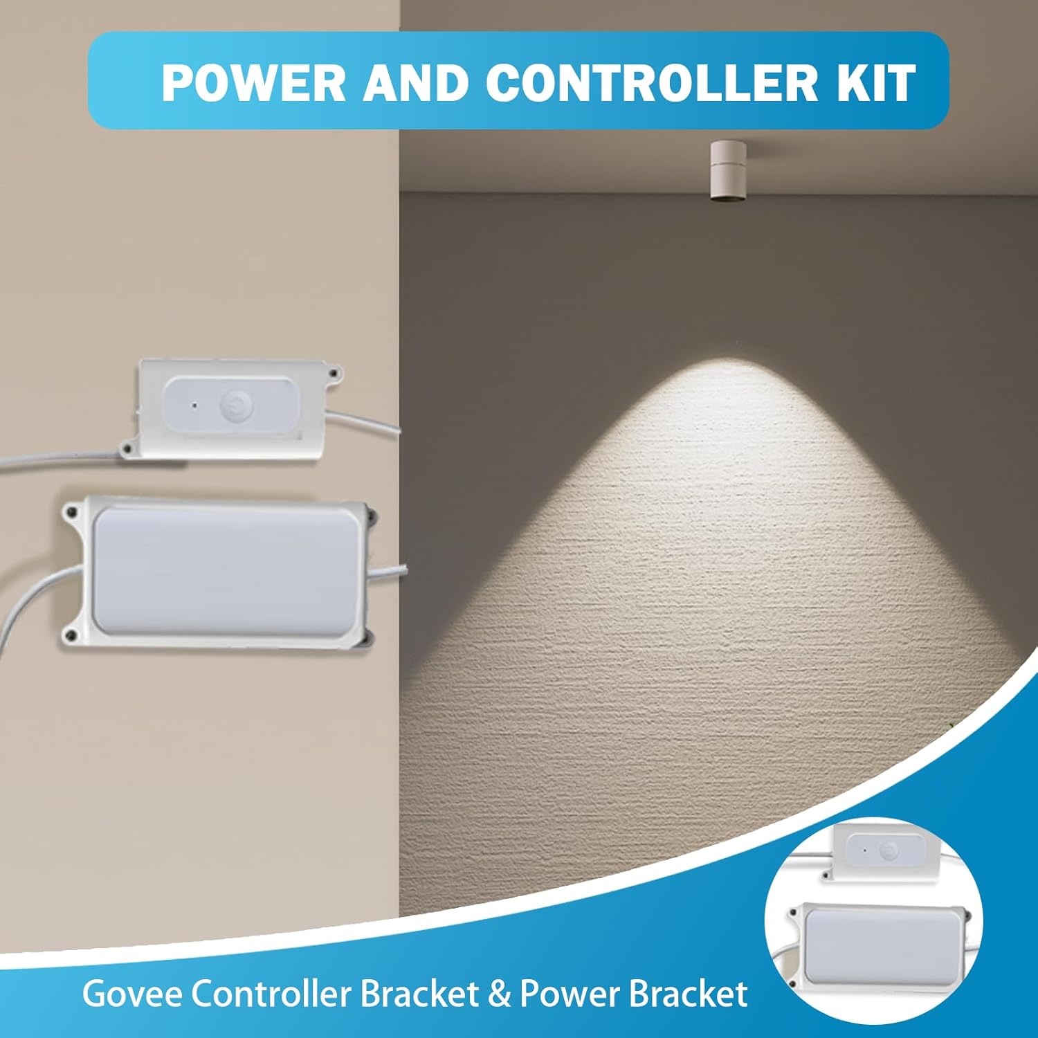 Mounting Bracket Kit for Govee H705/H706 Light Controller & Power Adapter | Compatible with Govee Pro Models | Outdoor Light Accessories