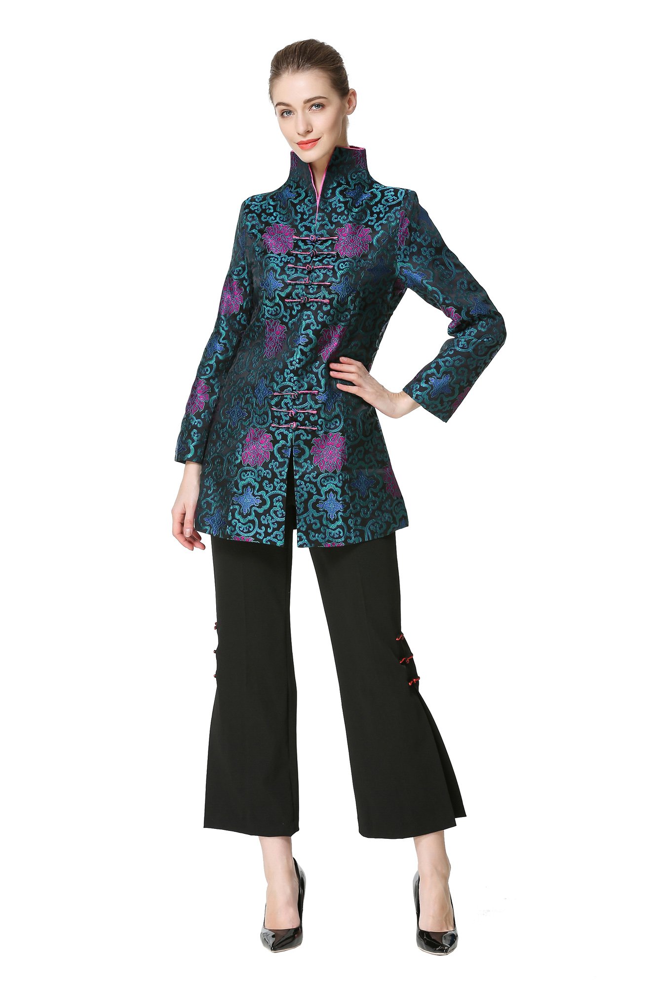 Bitablue Women's Chinese Brocade Standup Collar Jacket