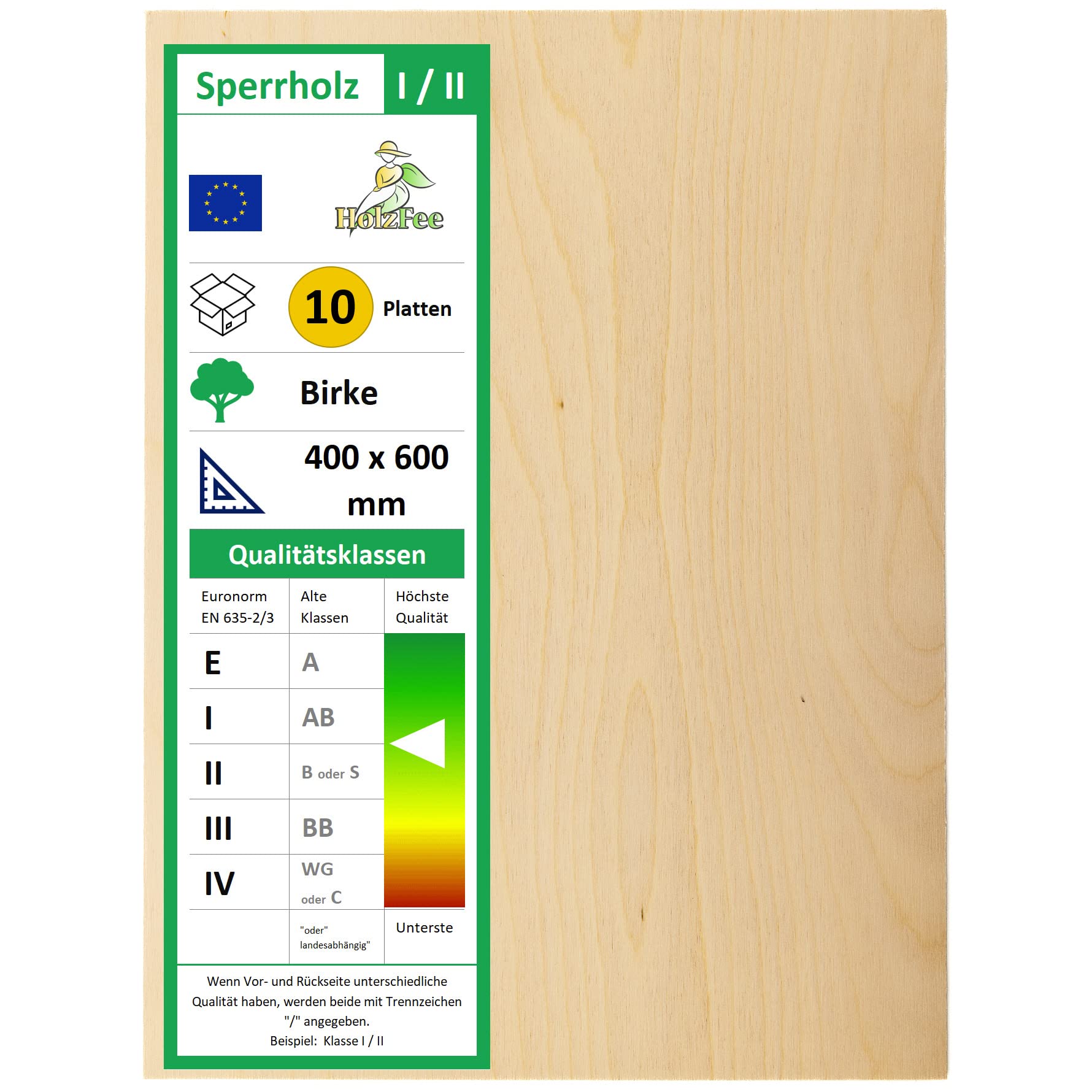 10 Stück Sperrholzplatte 3 mm 600 x 400 Klasse I/II Birkensperrholz