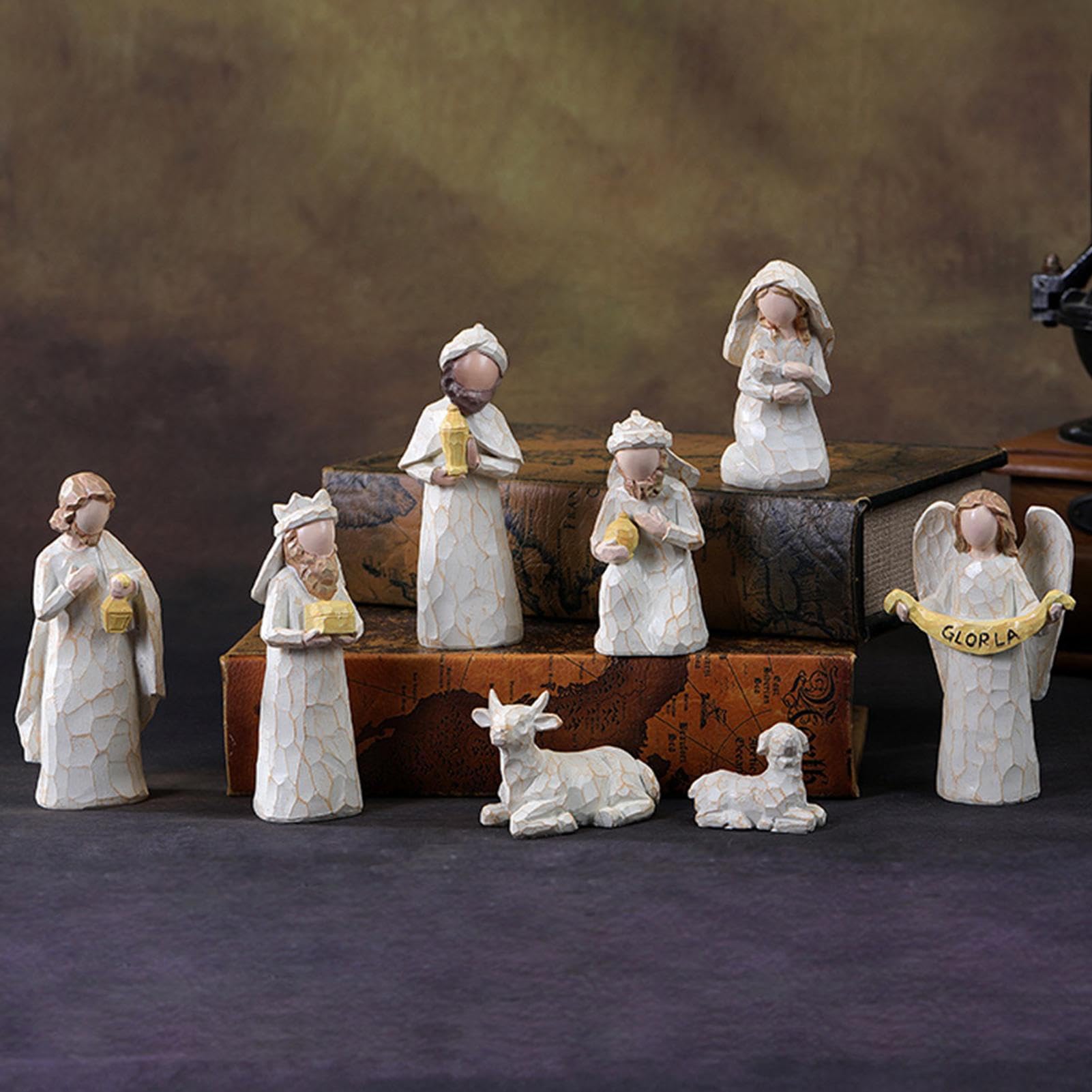 Conjunto de Belén y figuras Resina Navidad Sagrada Familia Decoración Set