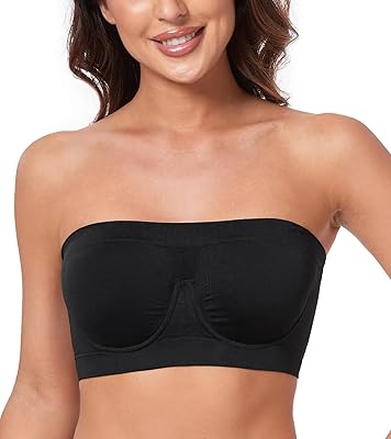 HACI Women's Non Padded Strapless Bra Underwire Bandeau Seamless Multiway Supportive Tube Top