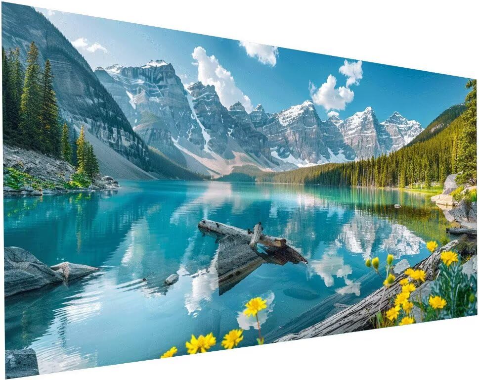 Diamond Painting Montagne 35x70 cm | Kit Broderie Diamant Complet Lac pour Adulte