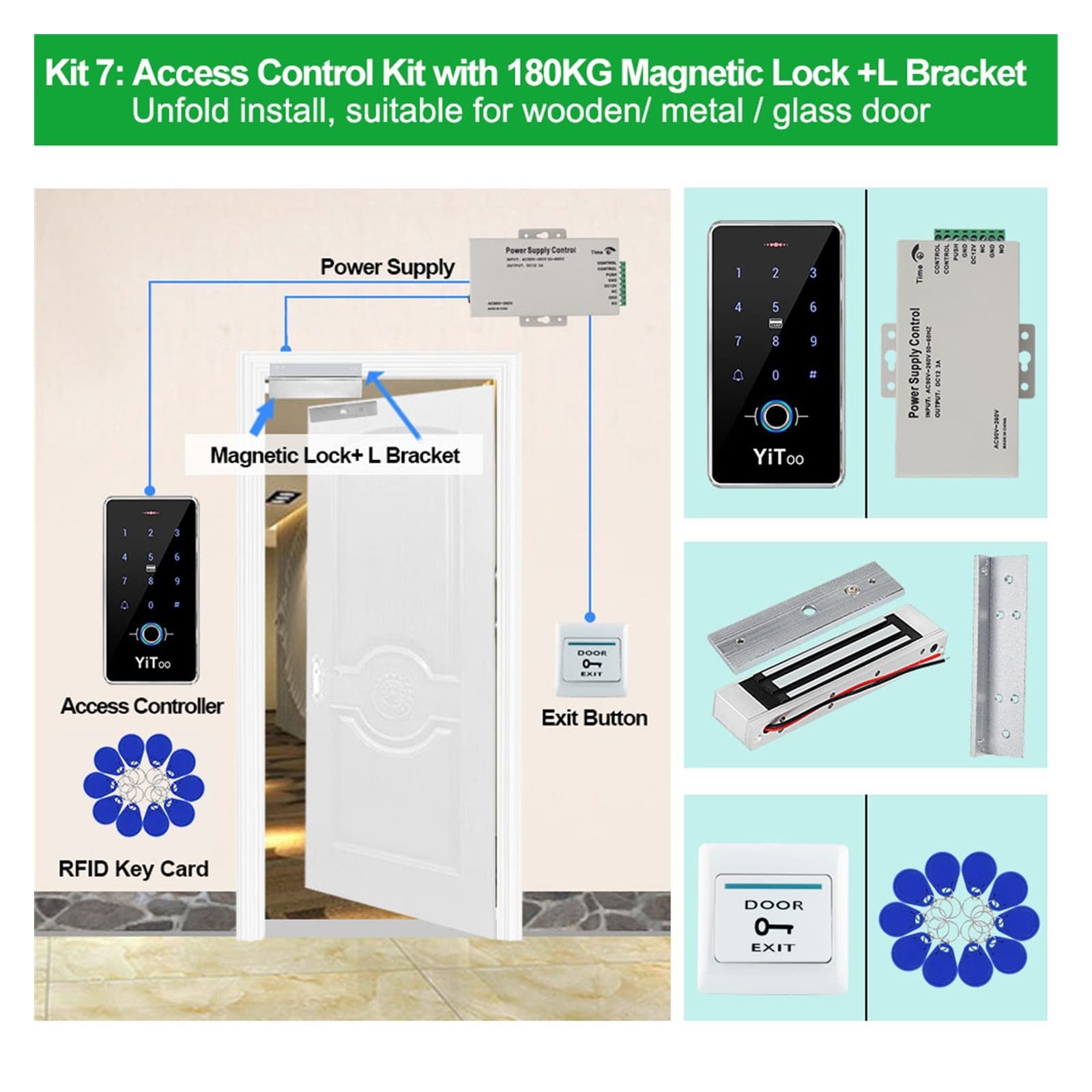 Serratura Smart, Serratura della porta del di controllo accessi delle impronte digitali, set di serrature elettriche completamente impermeabili IP68 for la sicurezza domestica, all'aperto ,Smart Lock