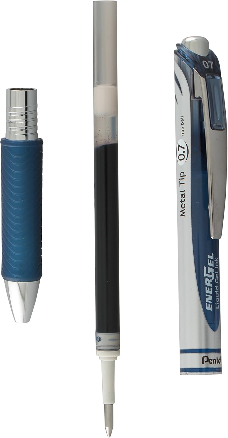 Pentel EnerGel RTX Retractable Liquid Gel Pen Canister, Navy Blue Ink (BL77PC36CA) (Pack of 1, 36 Count Total)