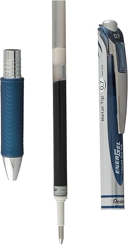 Miniatura 5 de Pentel EnerGel RTX - Bolígrafo de gel líquido retráctil (132 de pulgada), punta de metal, línea mediana, tinta color azul marino, paquete de 2