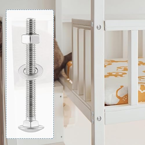 Miniatura 5 de Zonon Juego de 25 tornillos y tuercas de acero inoxidable para carro de cabeza redonda, cuello cuadrado, tornillos y tuercas hexagonales y arandelas