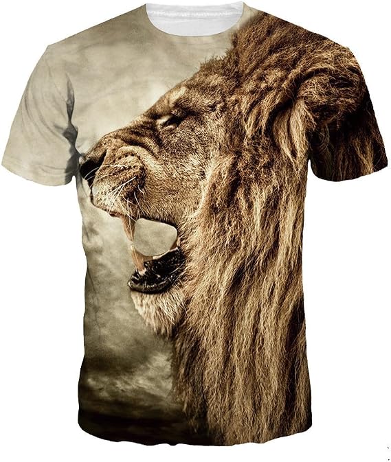 CAUAU47 Men's 3D Print Lion T-Shirt 