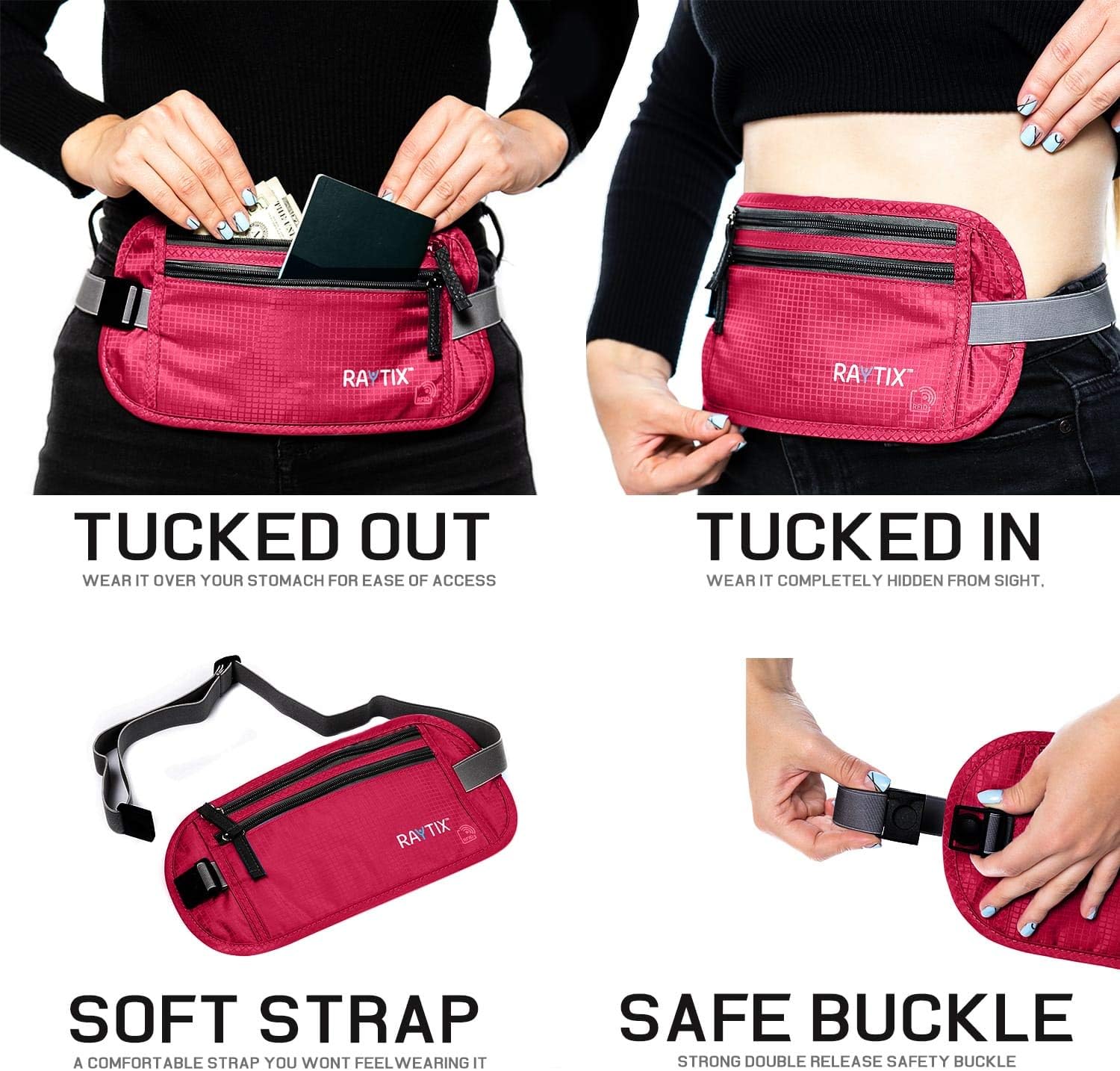  | Raytix Travel Money Belt With RFID Transmissions –Secure, Hidden Travel Wallet NEW STYLE (black) | Travel Wallets