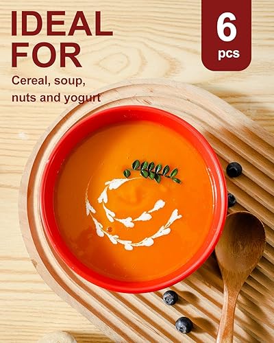 Vista 47 de HASENSE Ensaladeras grandes de 2, cuencos de porcelana de 60 onzas para servir de 8 pulgadas para comedor de cocina, elegantes platos de cerámica