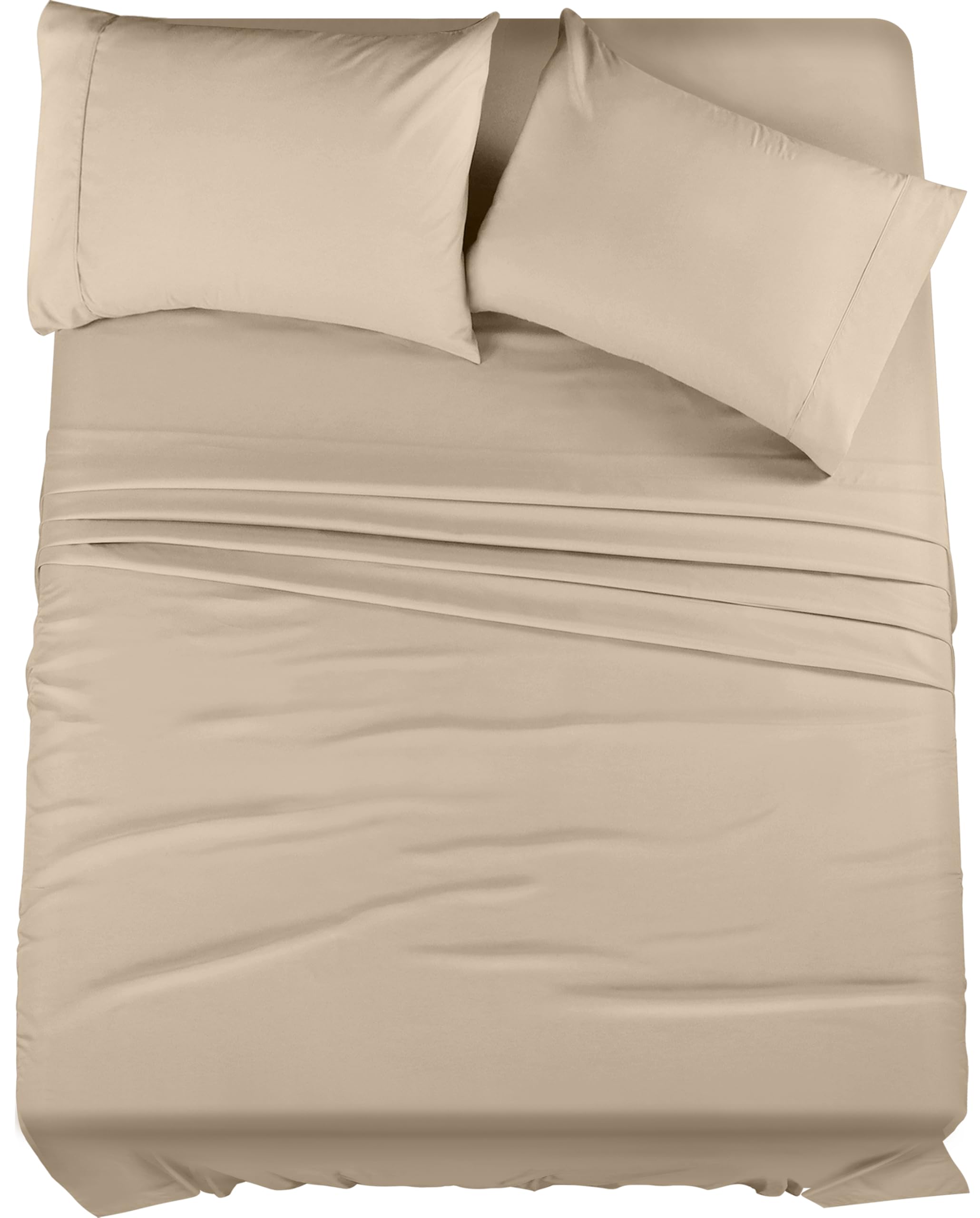Utopia Bedding Queen Sheet Set – 4 Piece Bed Sheets for Queen Size Bed, Soft and Breathable Microfiber, Includes 1 Fitted Sheet, 1 Flat Sheet and 2 Pillowcases (Sand)