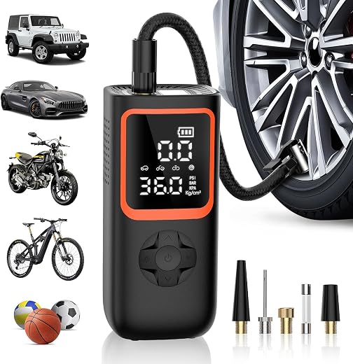 🚫 [CADUCADO] 🔥 Portable Air Compressor – 6000mAh & 150PSI Electric Inflator for Car Tires with Pressure Gauge and LED Light, 2 x Faster Inflation Inflator Wheels Car