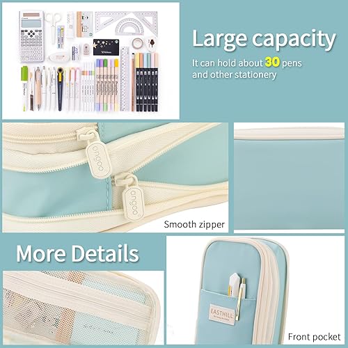 Miniatura 4 de EASTHILL Estuche para lápices de gran capacidad, bolsa grande para lápices, bolsa de papelería, bolsa para bolígrafos, para niñas adolescentes - Azul