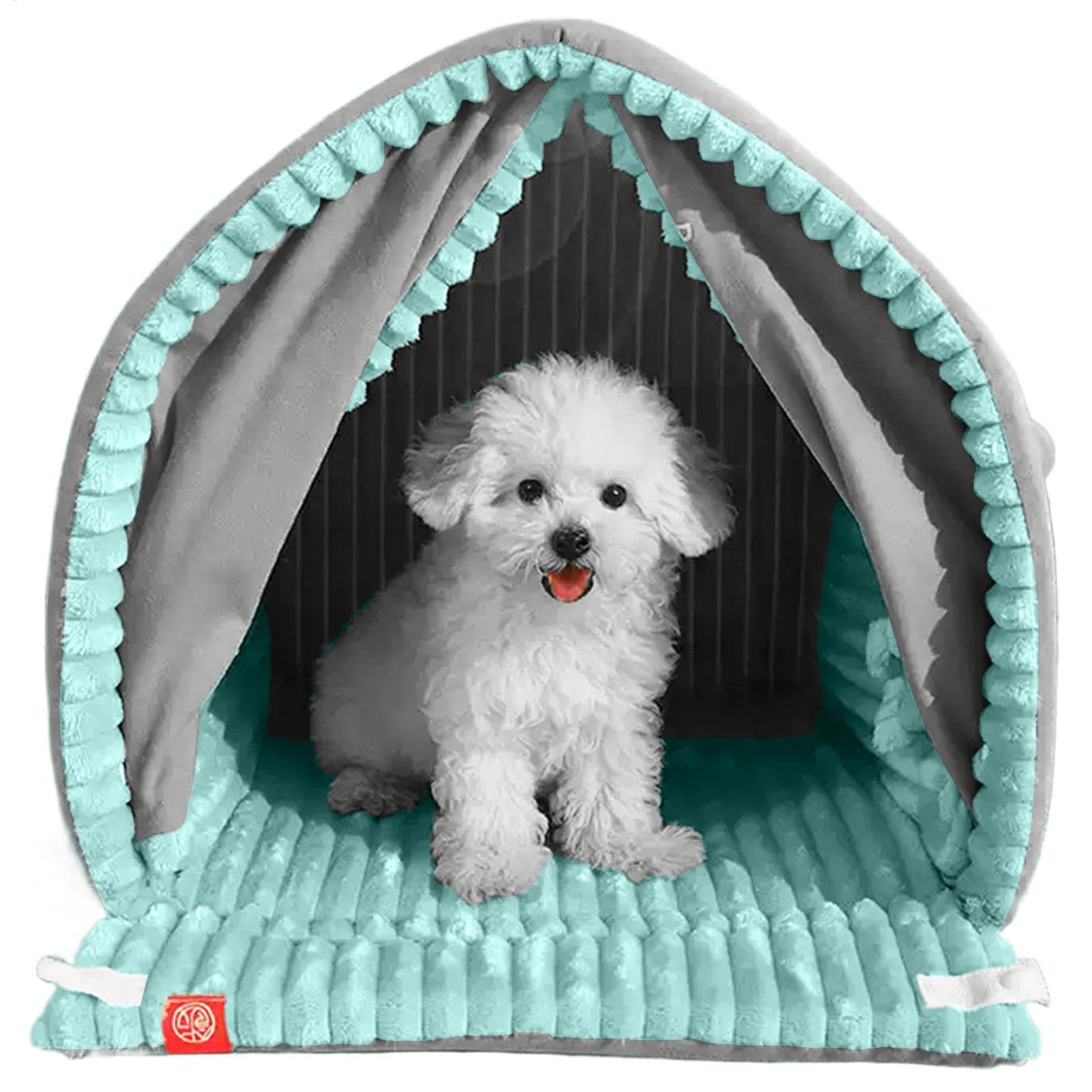 Lit fermé pour chat d'intérieur avec porte et isolation thermique