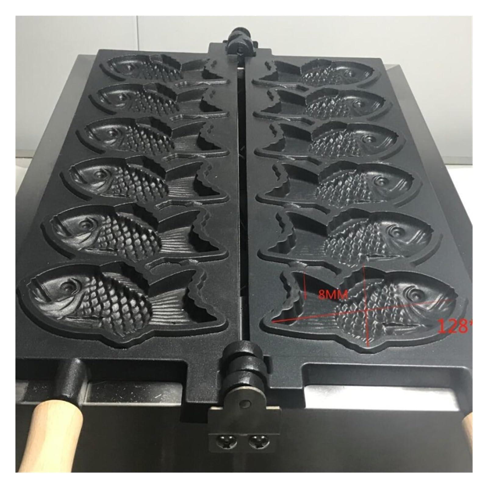 Máquina Eléctrica Taiyaki For Hacer Gofres De Pescado Grande, 6 Uds., Con Modelo Regular Antiadherente For Uso Comercial DistribucióN Uniforme Del Calor