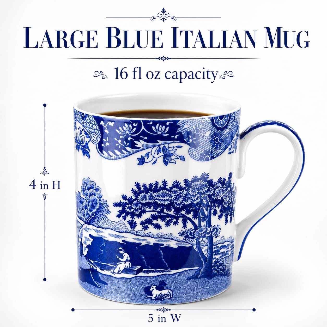Amazon.com | Spode Blue Italian Coffee Mug | 16-Ounce | Large