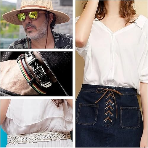 Miniatura 6 de Cuerda de cuero genuino de 21 yardas, cuerda plana de cuero trenzado para hacer joyas, collares, pulseras, cordones de zapatos, correas de bolsa,