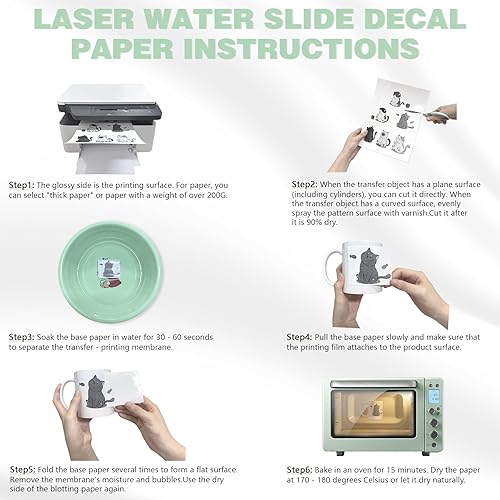 Miniatura 8 de 20 hojas de papel adhesivo de chorro de tinta transparente, 8.5 x 11 pulgadas, papel de transferencia de tobogán de agua transparente imprimible