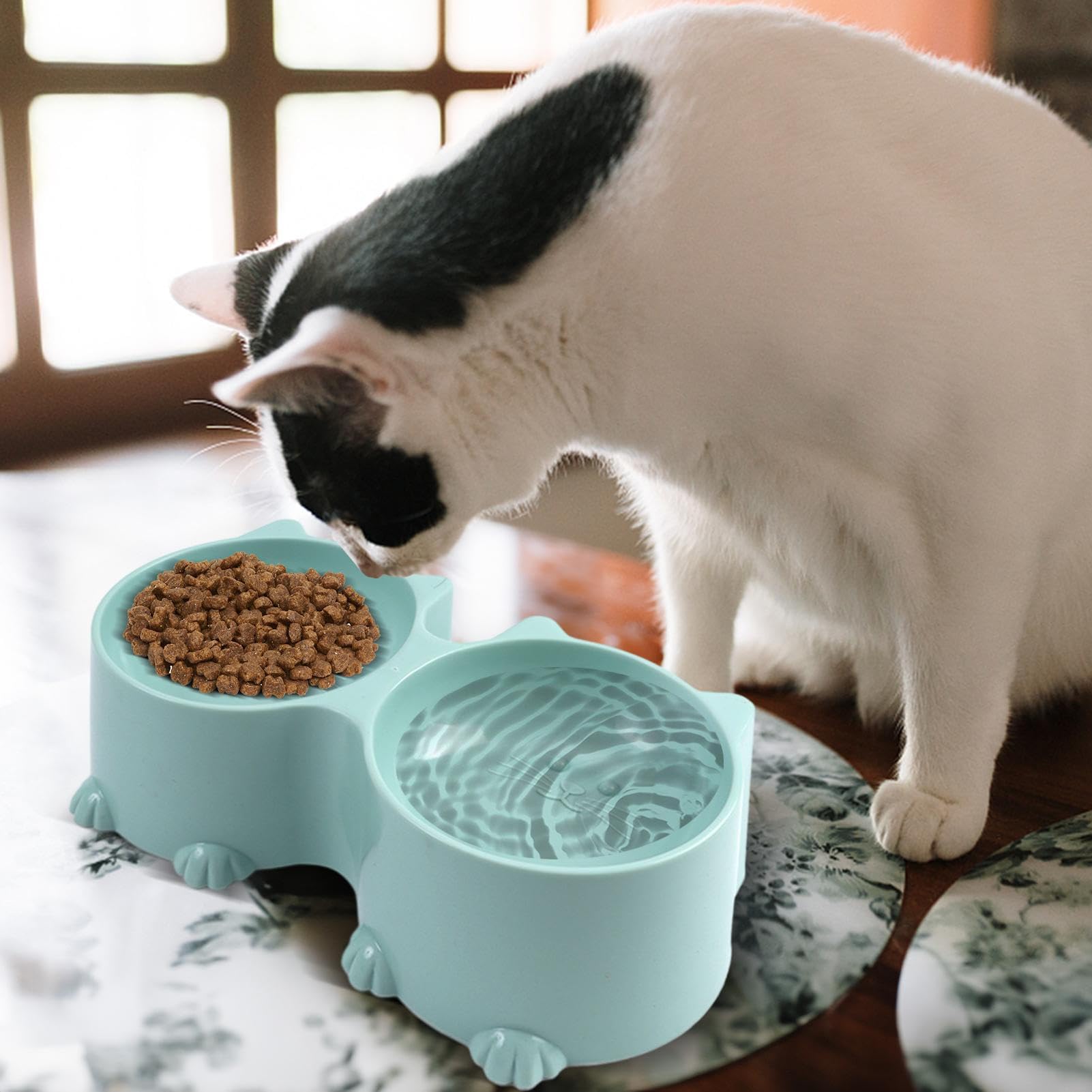 Ciotole Inclinate Per Gatti 16° – Rialzate E Anti-Scatole, Con Base Separabile In Ceramica E Acciaio, Per Gatti E Cani Piccoli