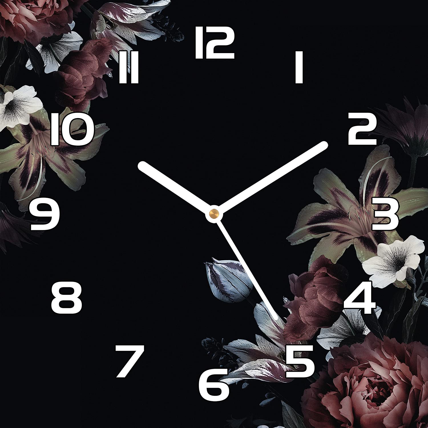 Horloge en verre de sécurité Coloray 30x30 cm avec aiguilles noires et impression haute définition