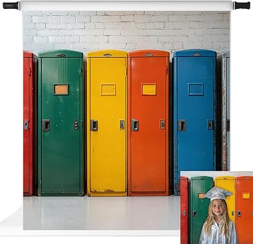 Kate Back to School Photo Backdrop Colorful Lockers Photography Backdrop Welcome to School Party Props, 10x10ft