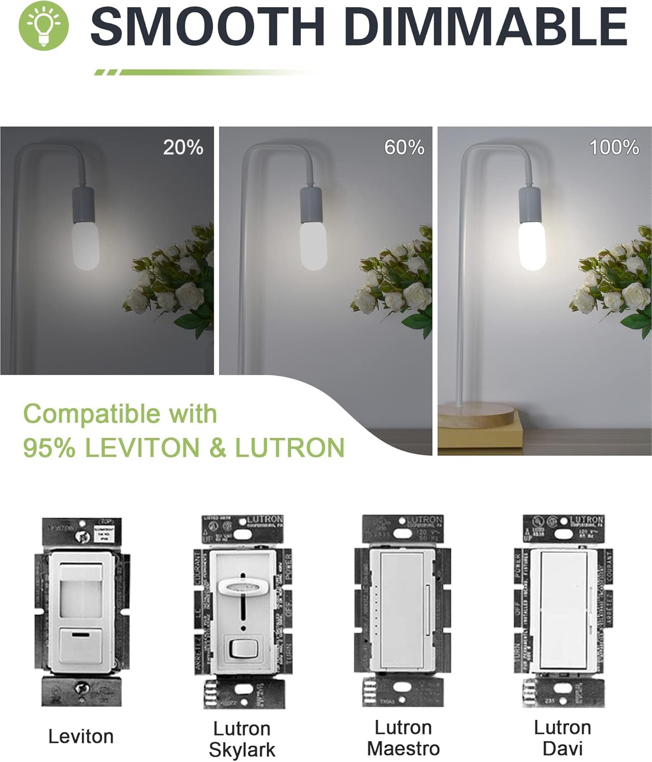 Dimmable Frosted E26 LED Bulb 40W Equivalent E26 Light Bulbs 4W Daylight White 5000K E26 LED Tube Bulb AC120V 400lm Tubular T14 T45 LED Bulb for Pendant,Sputnik,Vanity,Chandeliers, 6 Pack