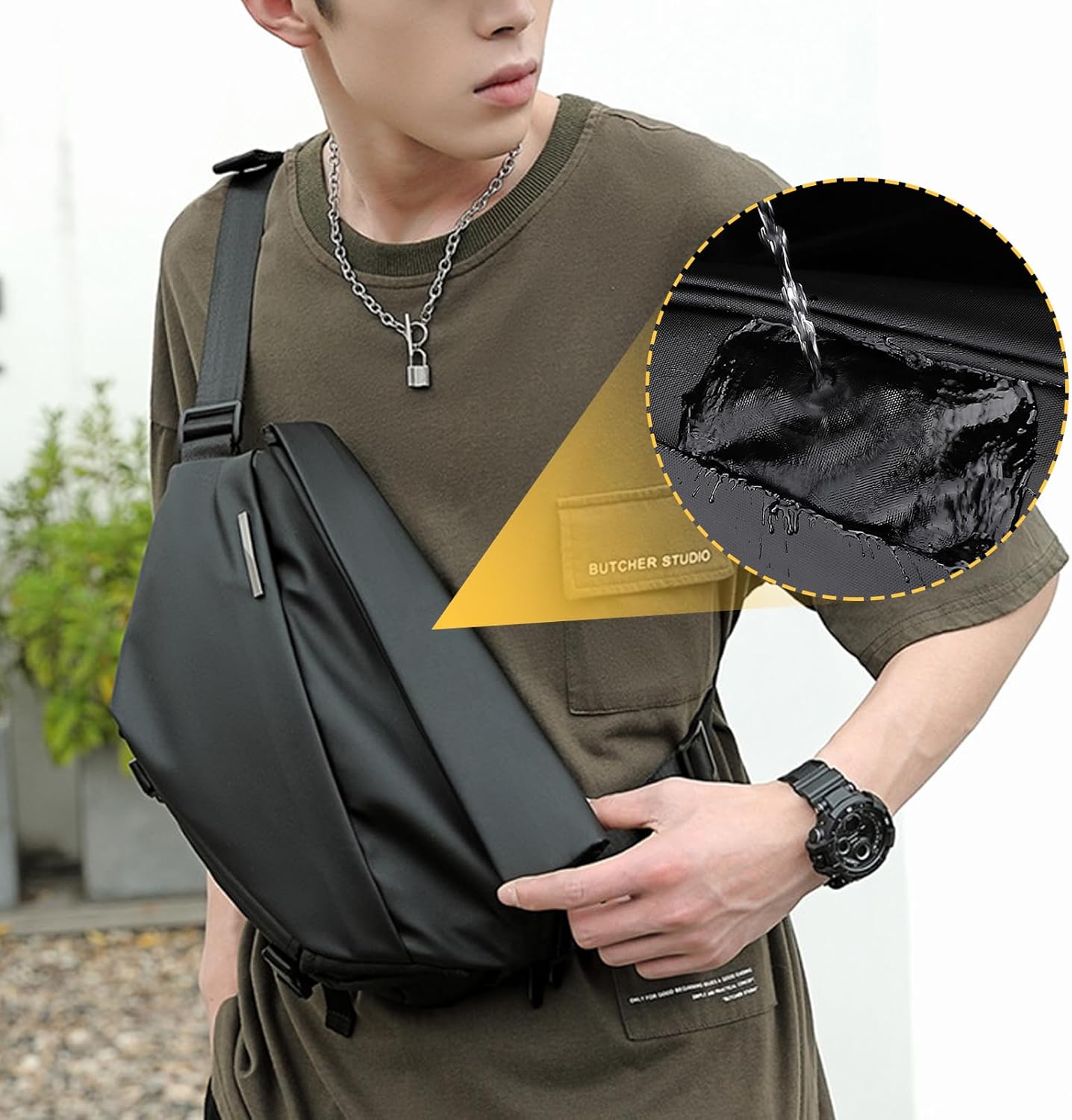 Sling Bag,Crossbody Bag with Quick-Release Buckle, Tripod Compatible,Expandable Sling Bag Stylish,Waterproof Small Backpack Men,Multipurpose Chest Bag,Shoulder Backpack for Travel Work - Image 7