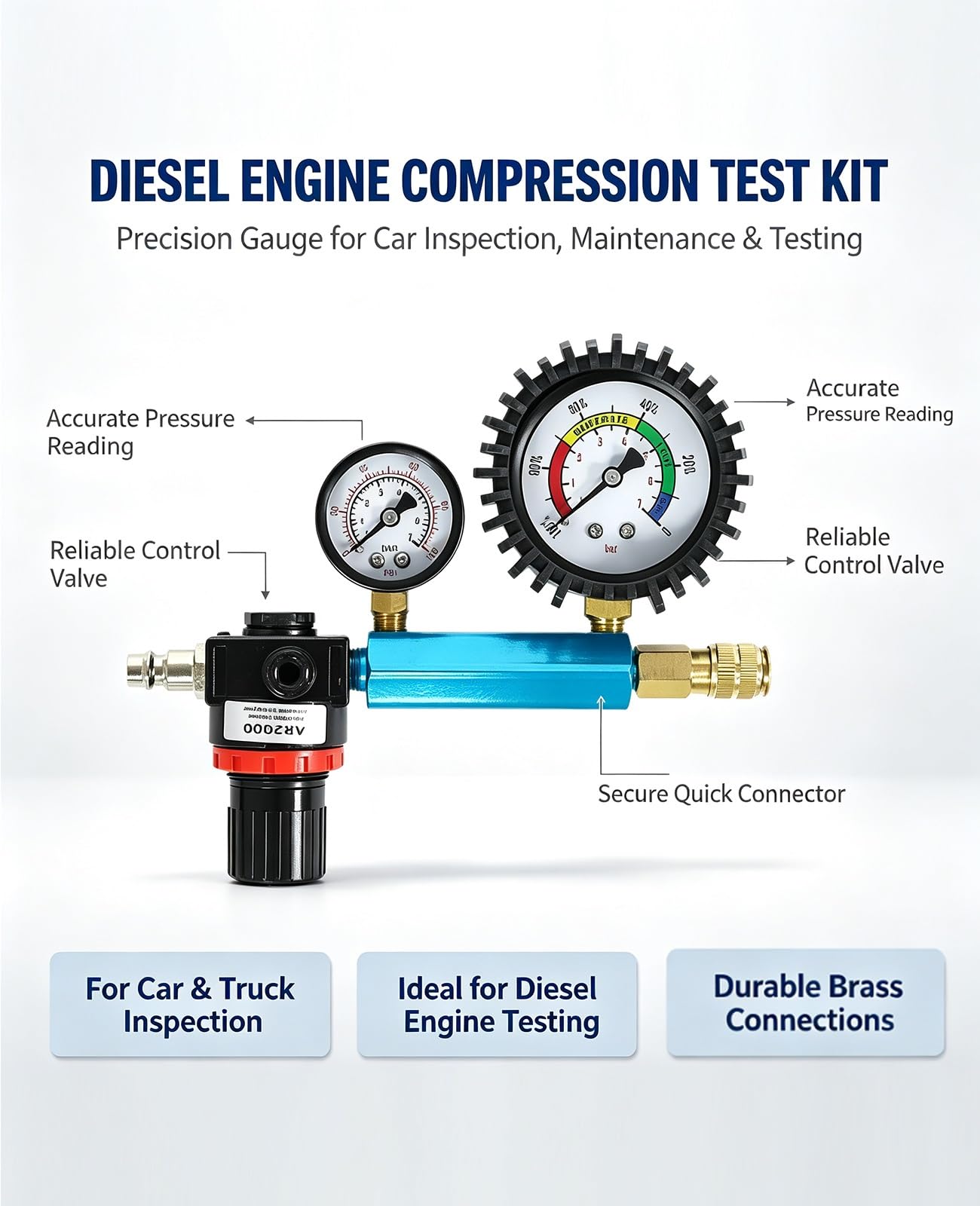Tester di Compressione Motori Benzina E Diesel, 46PCS Perdita di Pressione | Tester di compressione, Testers Motore per Motori Diesel e Benzina Auto