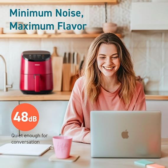 Cosori Air Fryer 2.1 Qt, 4-in-1 Small Mini Airfryer, Bake, Roast, Reheat, 97% Less Oil, Compact & Quiet, Nonstick & Dishwasher Safe Basket, 30 In-App Recipes with Nutrition Facts, Auto-Shut Off, Red