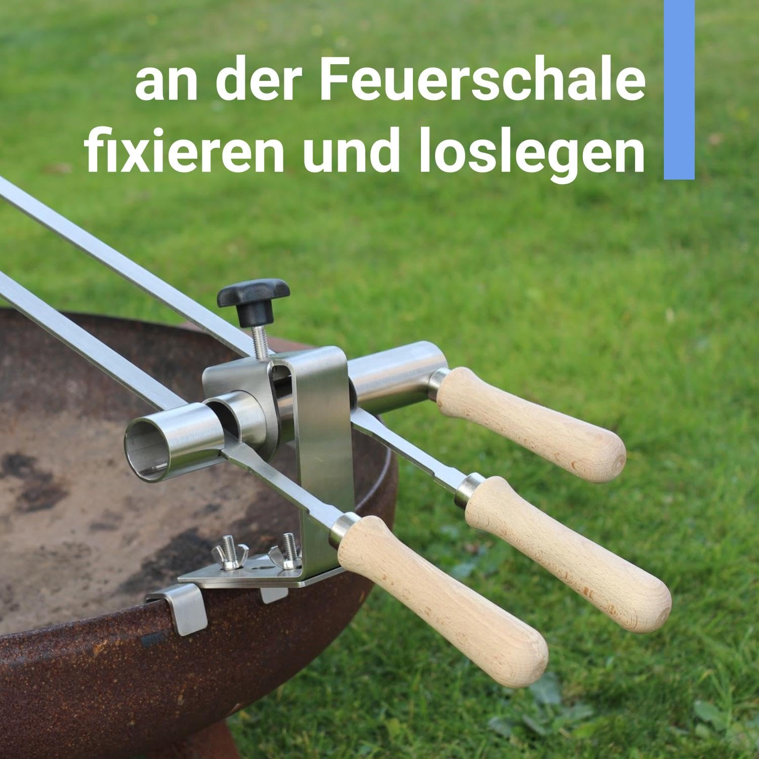 Premium Steckerlfisch Halter für Feuerschale - Platz für 2 Fische - Fisch Grill Aufsatz passt auf jede Feuerschale - stufenlos verstellbar - Fischhalter 100% Edelstahl - Asado Grill für Feuerschale