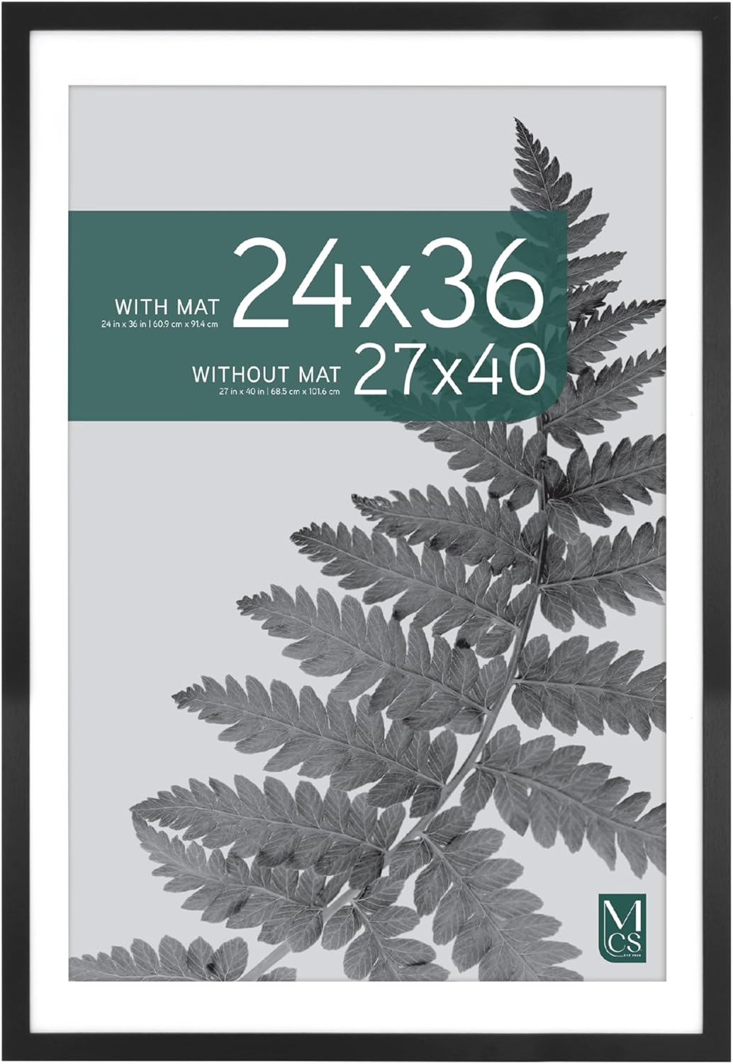 MCS Studio Gallery 27x40 Matted Poster Frame with 24x36 Picture Display, Black Woodgrain Engineered Wood Vertical & Horizontal Wall Hanging Large Picture Frame for Photos, Posters & Art Prints (1-Pack) 1-Pack Black Woodgrain 24x36