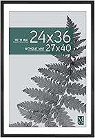 Vista 18 de Marco de 16 x 16 pulgadas MCS Studio Gallery Clásico, marco de madera de ingeniería con veta de madera negra, para colgar en vertical y horizontal