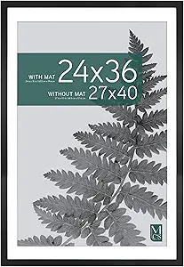 MCS Studio Gallery 27x40 Matted Poster Frame with 24x36 Picture Display, Black Woodgrain Vertical & Horizontal Wall Hanging Large Picture Frame for Photos, Posters & Art Prints (1-Pack)