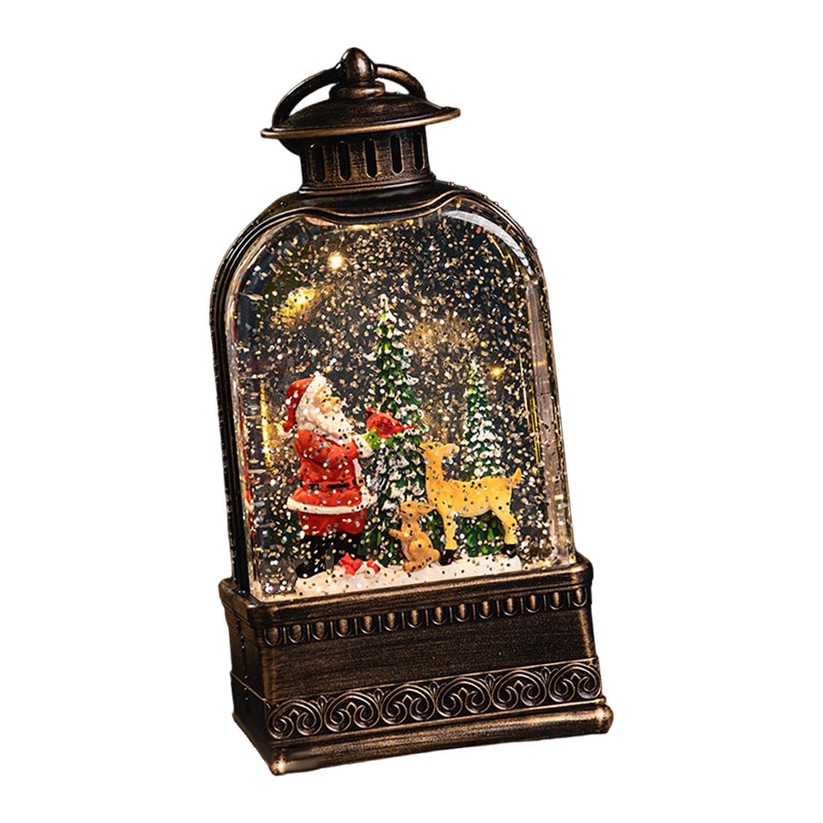 TWISAXC Illuminate Festive Night With LED Christmas Snowflake Lantern Battery Powered Desk Lamp For Xmas Decor Xmas Decorative Hanging Lantern Indoor Decor, Santa Claus, 13.5x8x27.5cm