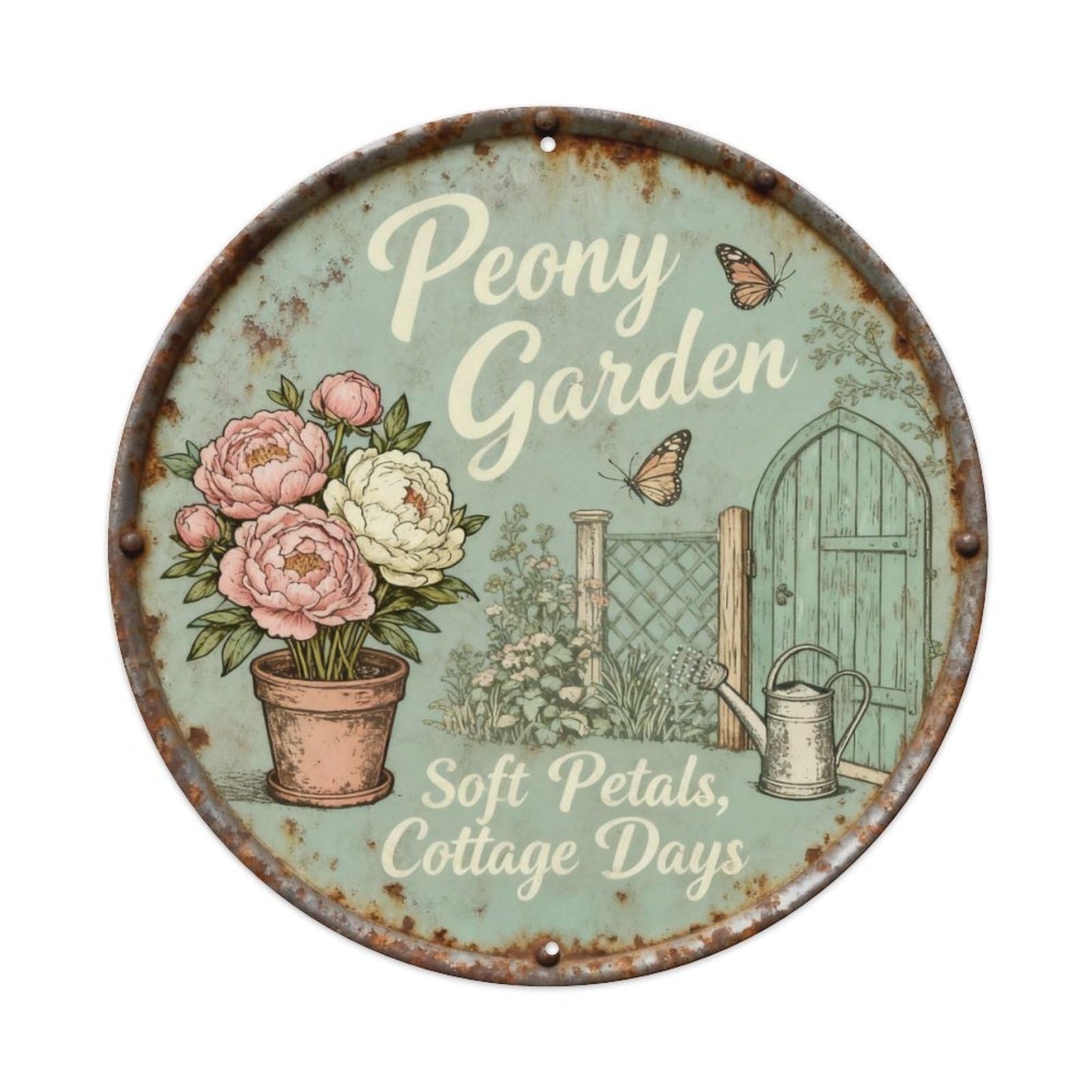 Peony Garden Cottage Decor Metal Tin Sign Plaque