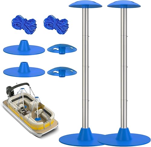 Tuszom Sistemas de postes de soporte para cubierta de barco con cuerdas de polietileno anti-UV y base de ABS de 9 pulgadas, poste de soporte
