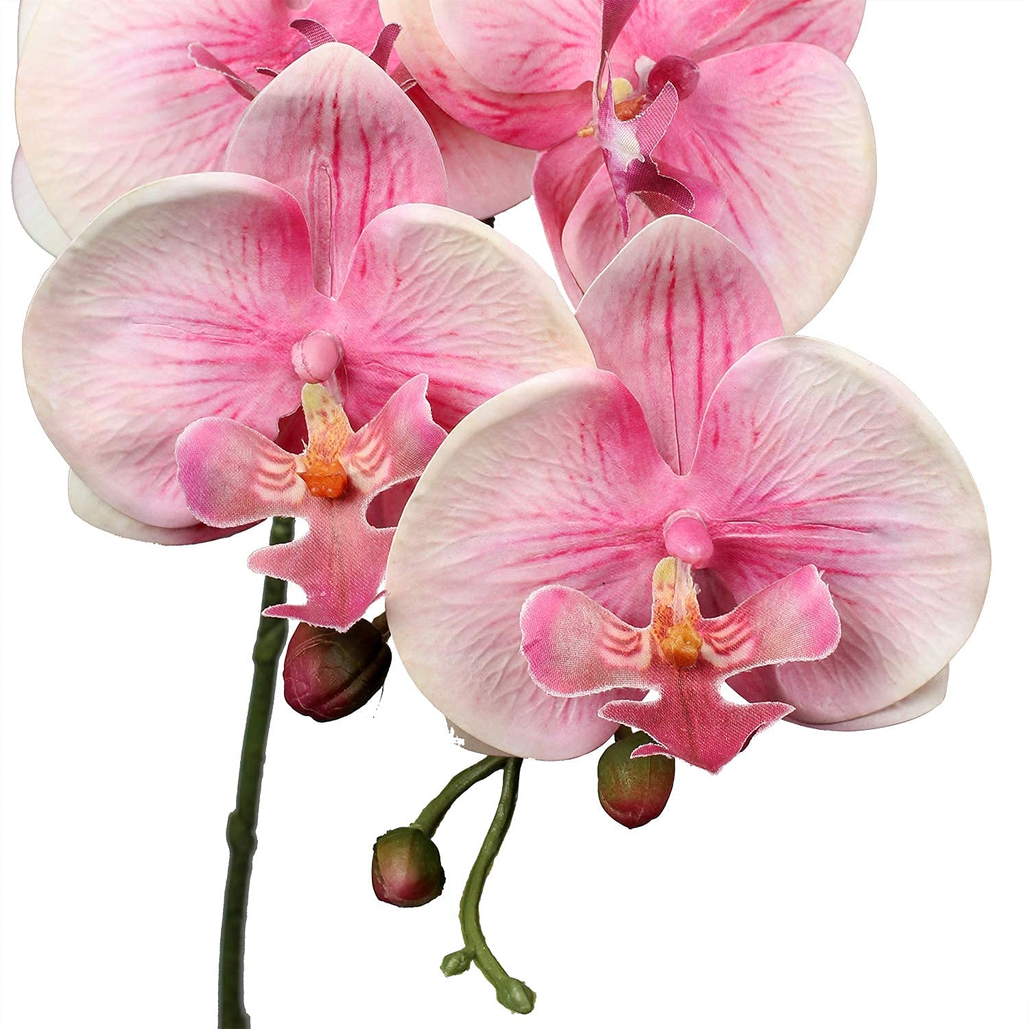 Briful 4 flores artificiales de orquídea artificial Phalenopsis orquídea decorativas blancas flores artificiales artificiales artificiales de tacto real con 9 flores